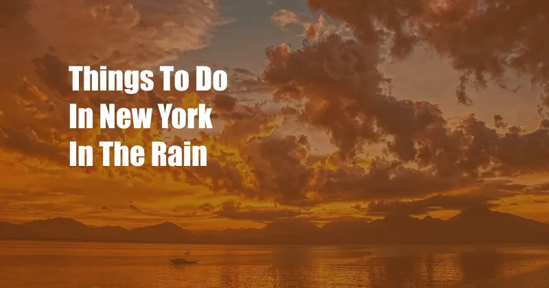 Things To Do In New York In The Rain