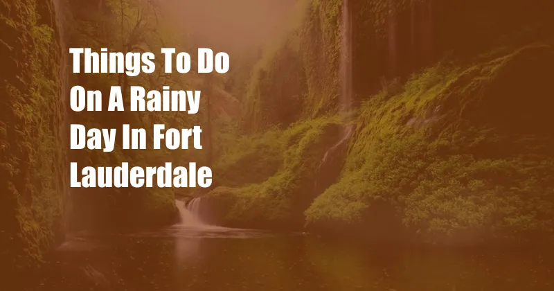 Things To Do On A Rainy Day In Fort Lauderdale