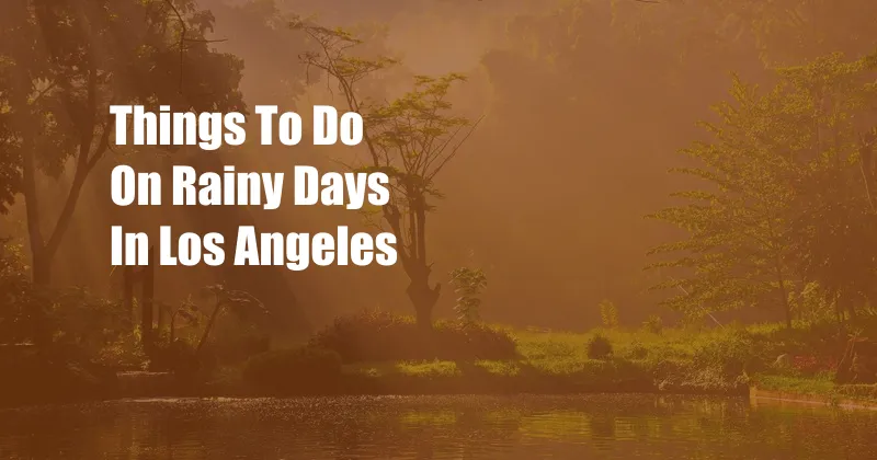 Things To Do On Rainy Days In Los Angeles