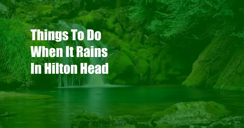 Things To Do When It Rains In Hilton Head