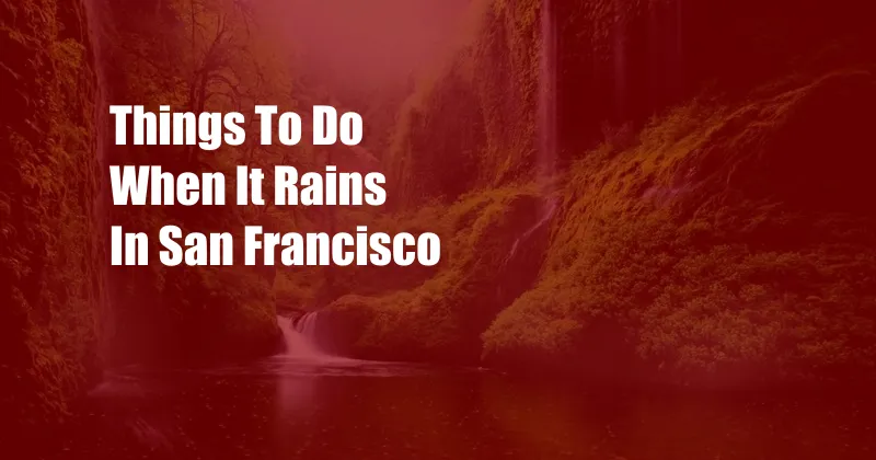 Things To Do When It Rains In San Francisco