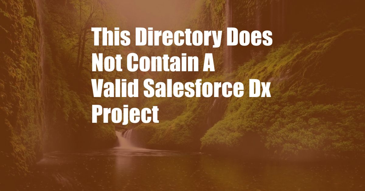 This Directory Does Not Contain A Valid Salesforce Dx Project