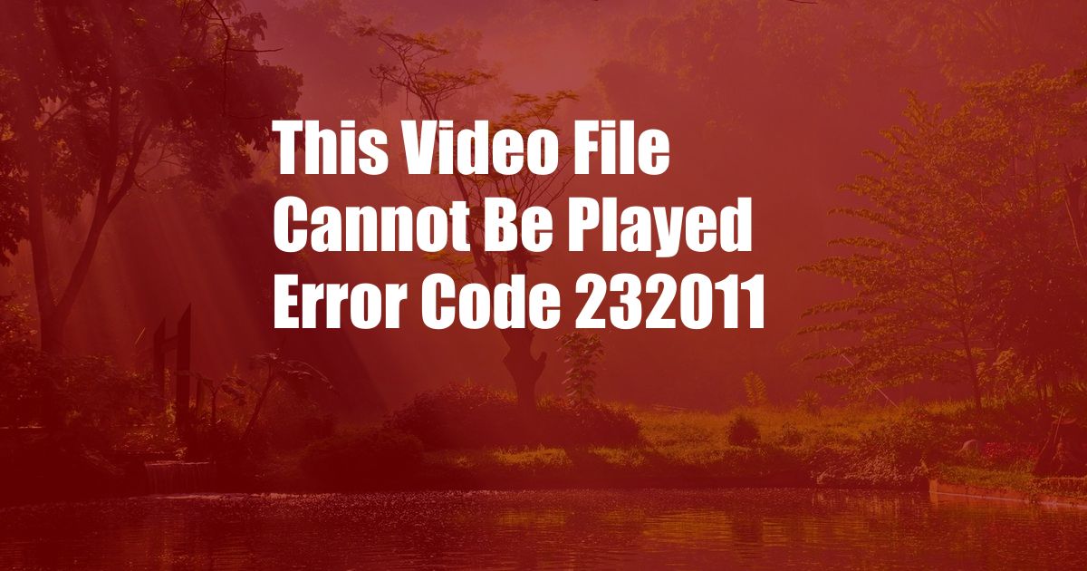 This Video File Cannot Be Played Error Code 232011