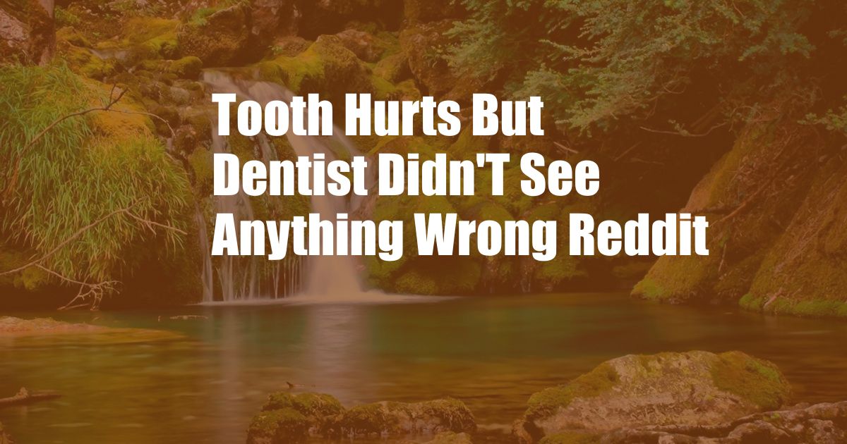 Tooth Hurts But Dentist Didn'T See Anything Wrong Reddit