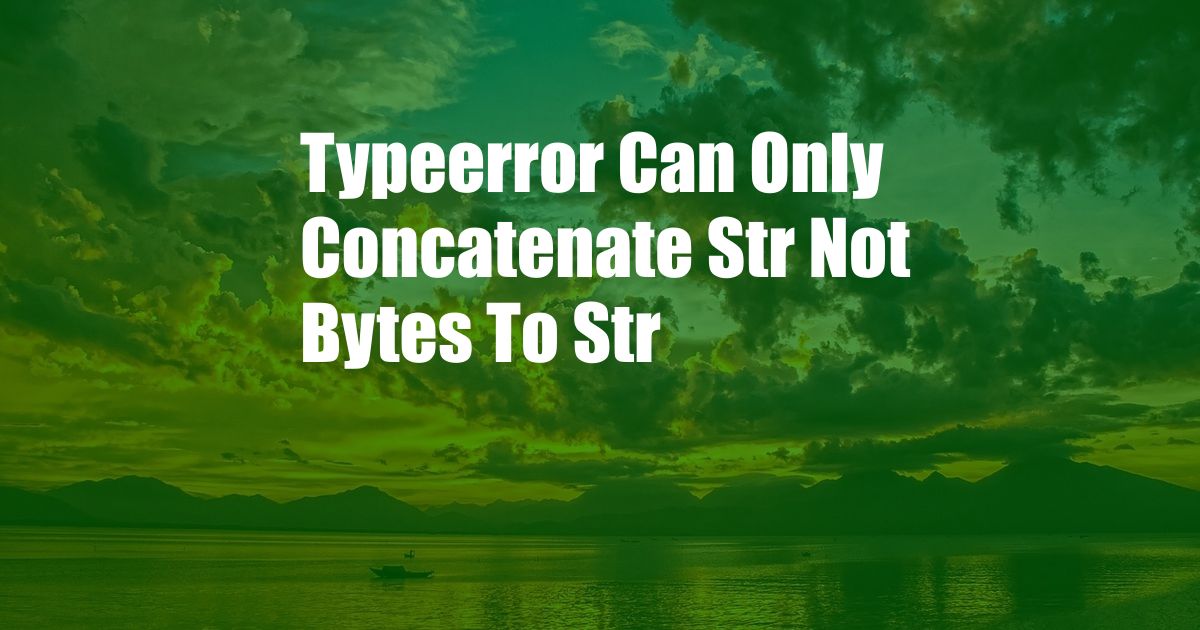 Typeerror Can Only Concatenate Str Not Bytes To Str