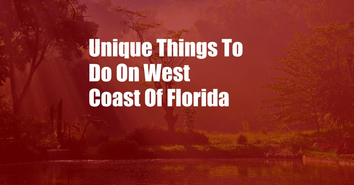 Unique Things To Do On West Coast Of Florida