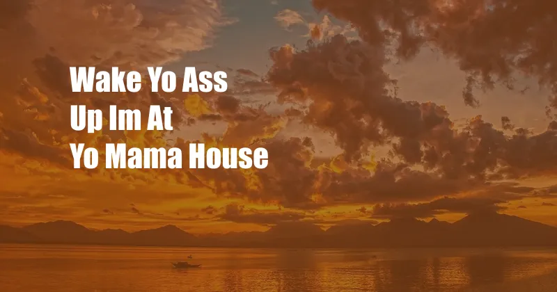 Wake Yo Ass Up Im At Yo Mama House