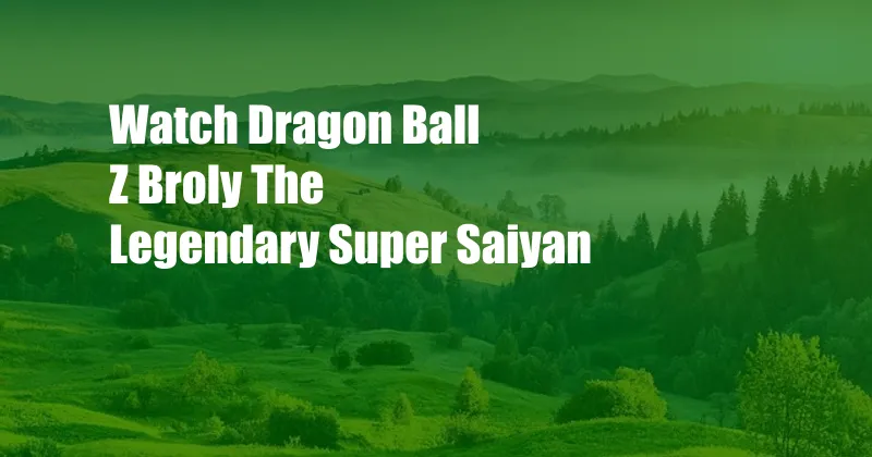 Watch Dragon Ball Z Broly The Legendary Super Saiyan