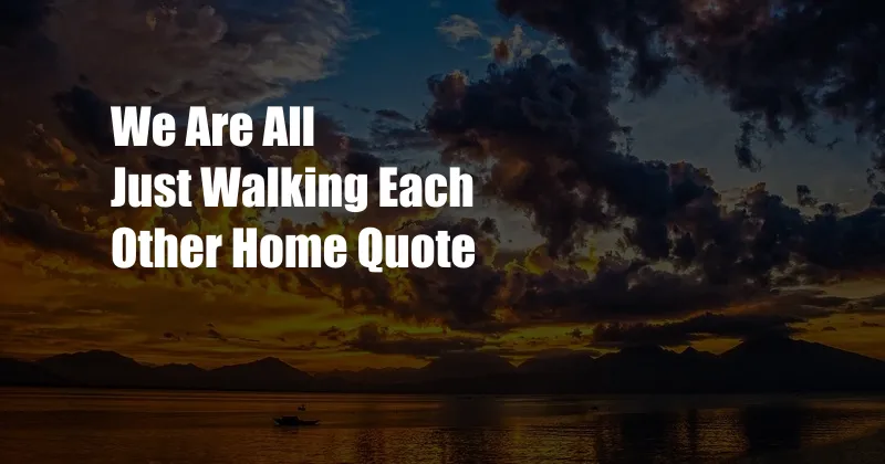 We Are All Just Walking Each Other Home Quote