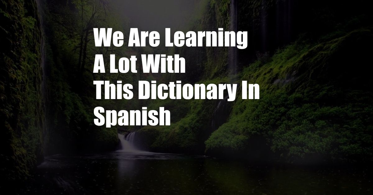 We Are Learning A Lot With This Dictionary In Spanish