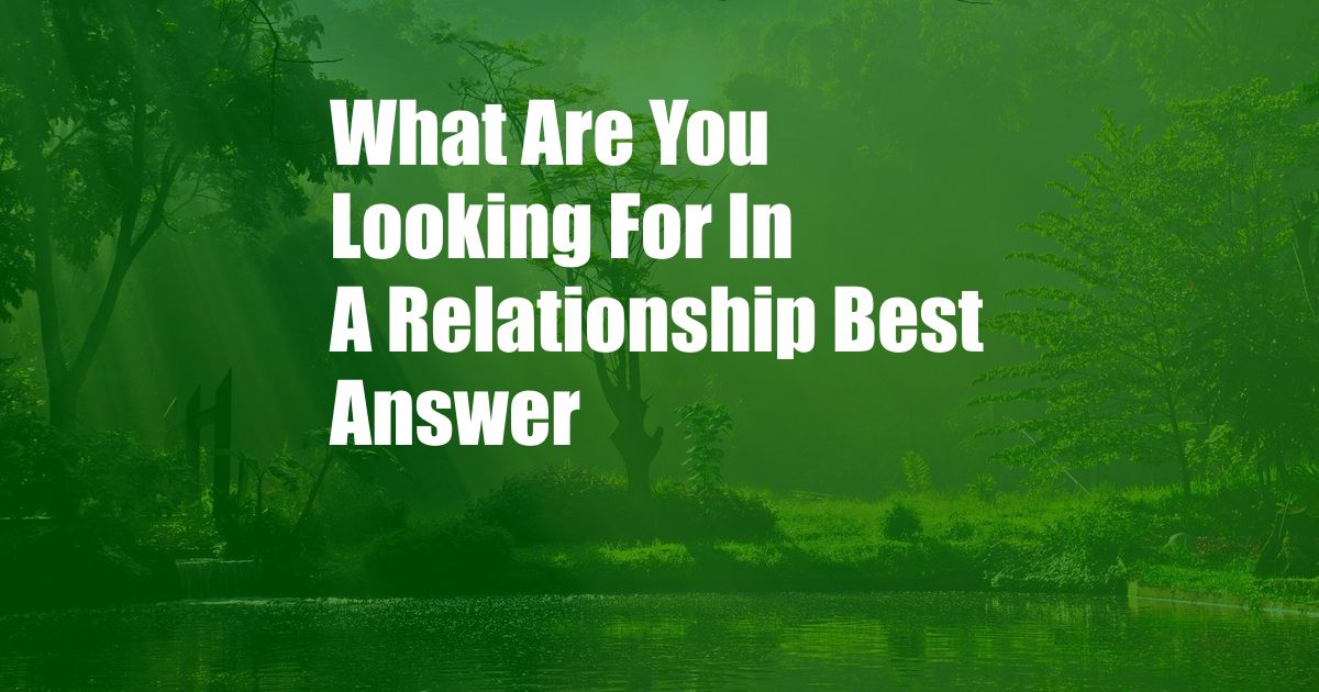 What Are You Looking For In A Relationship Best Answer