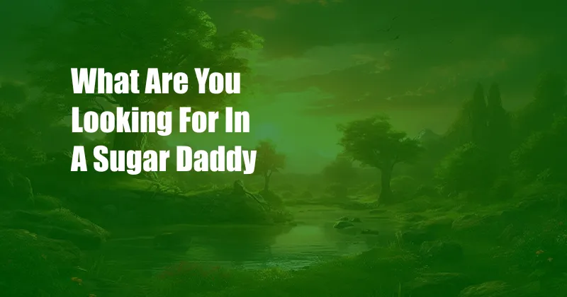 What Are You Looking For In A Sugar Daddy