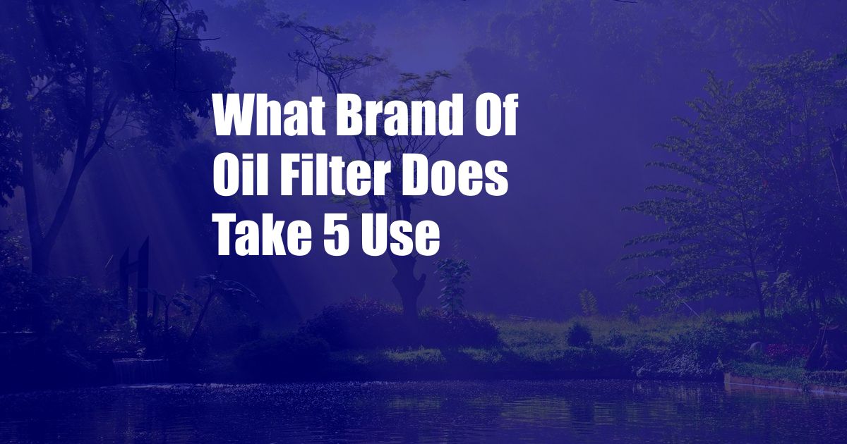 What Brand Of Oil Filter Does Take 5 Use