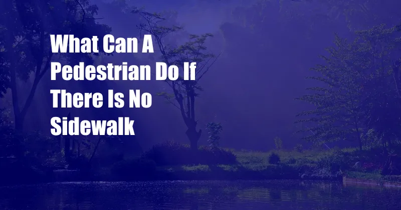 What Can A Pedestrian Do If There Is No Sidewalk