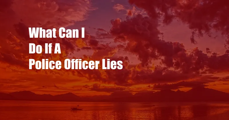 What Can I Do If A Police Officer Lies