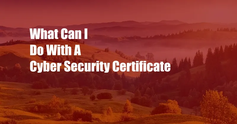 What Can I Do With A Cyber Security Certificate