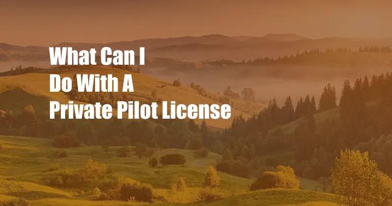 What Can I Do With A Private Pilot License