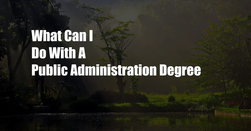 What Can I Do With A Public Administration Degree