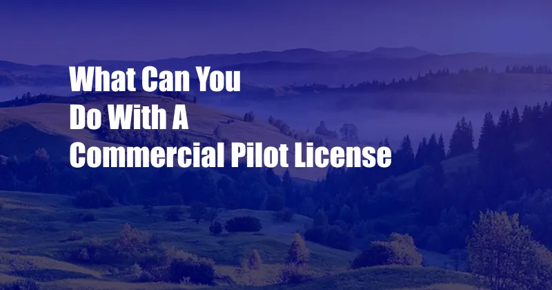 What Can You Do With A Commercial Pilot License