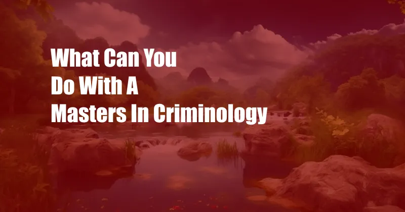 What Can You Do With A Masters In Criminology