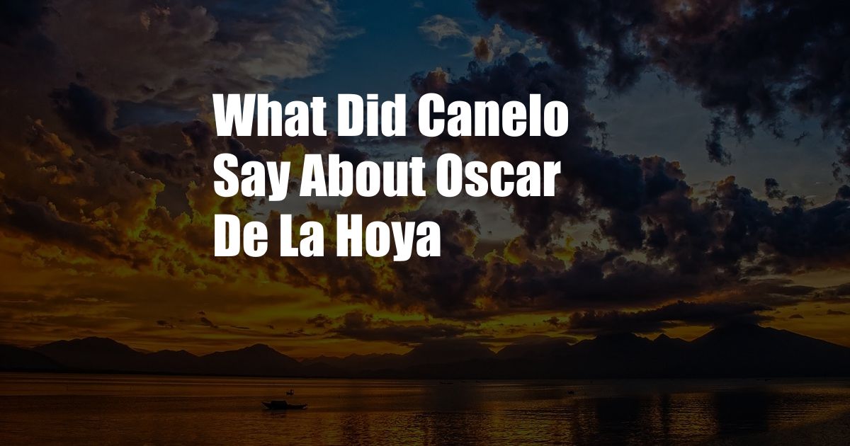 What Did Canelo Say About Oscar De La Hoya