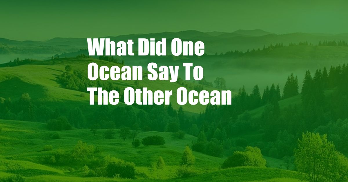 What Did One Ocean Say To The Other Ocean