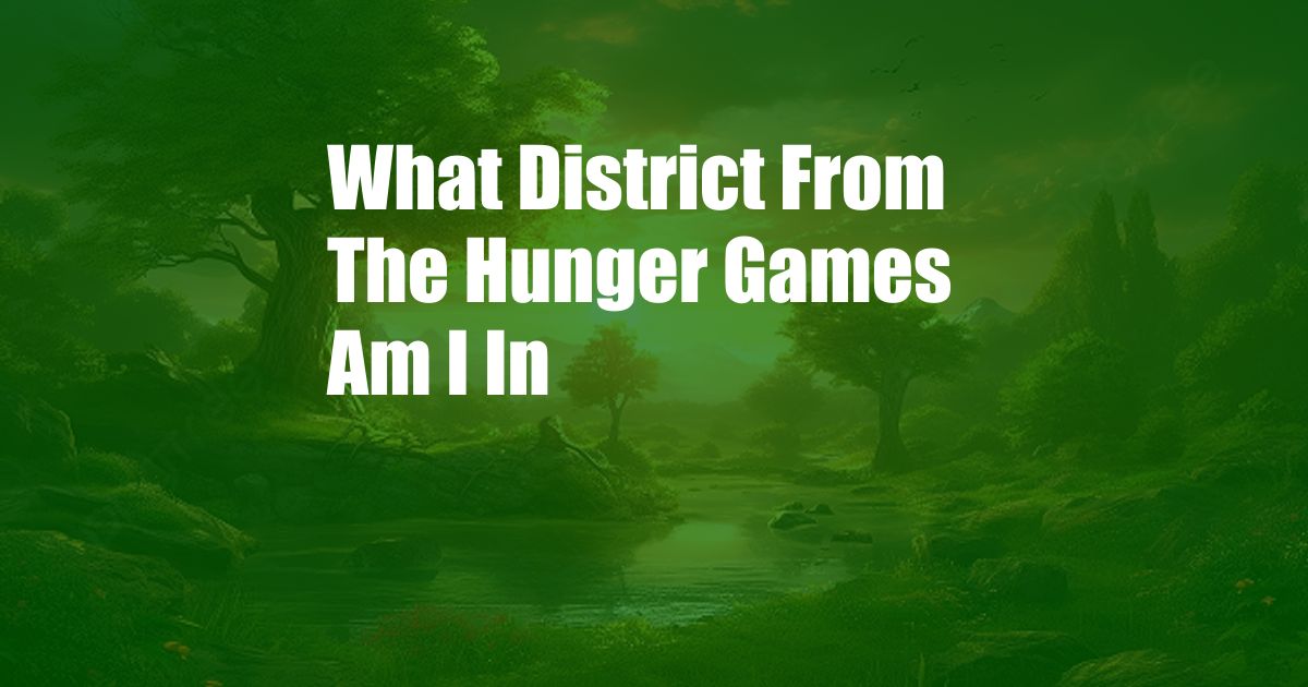 What District From The Hunger Games Am I In