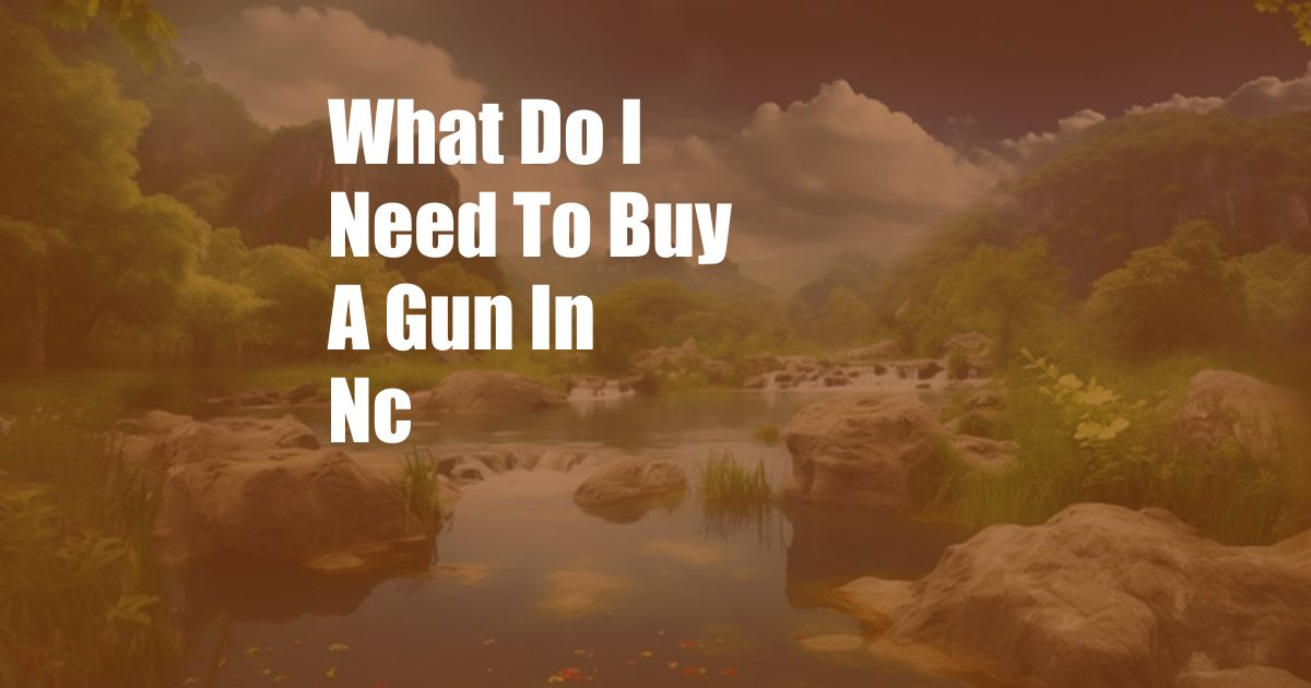 What Do I Need To Buy A Gun In Nc