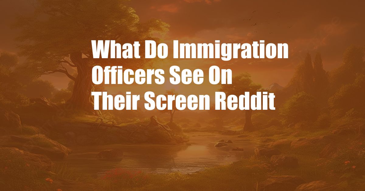 What Do Immigration Officers See On Their Screen Reddit