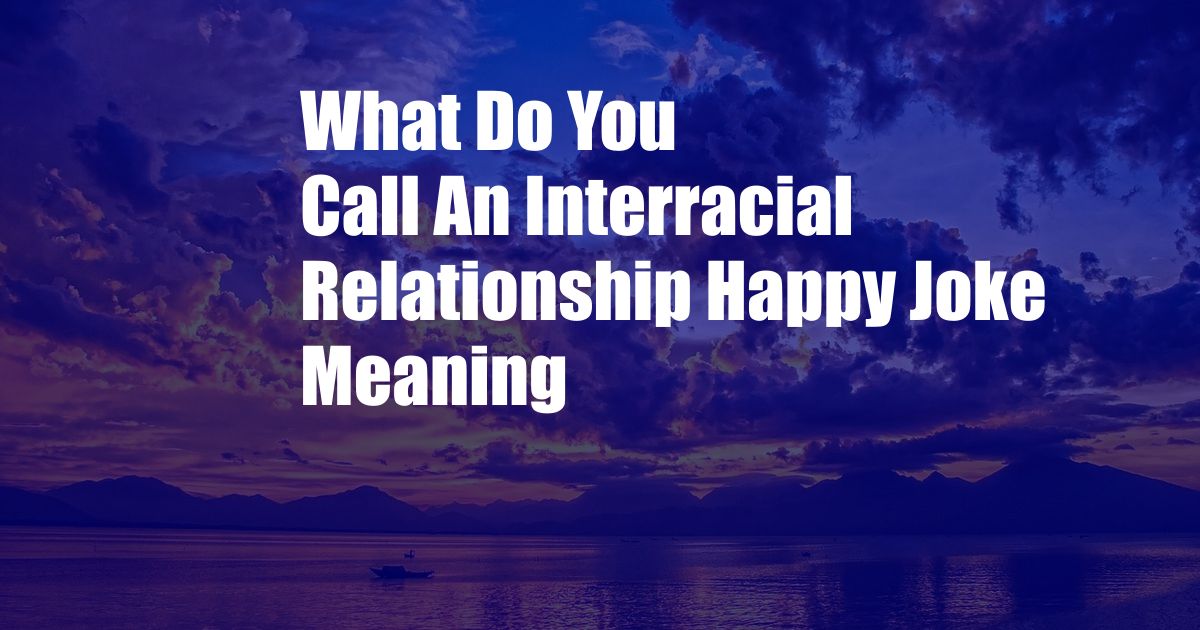 What Do You Call An Interracial Relationship Happy Joke Meaning