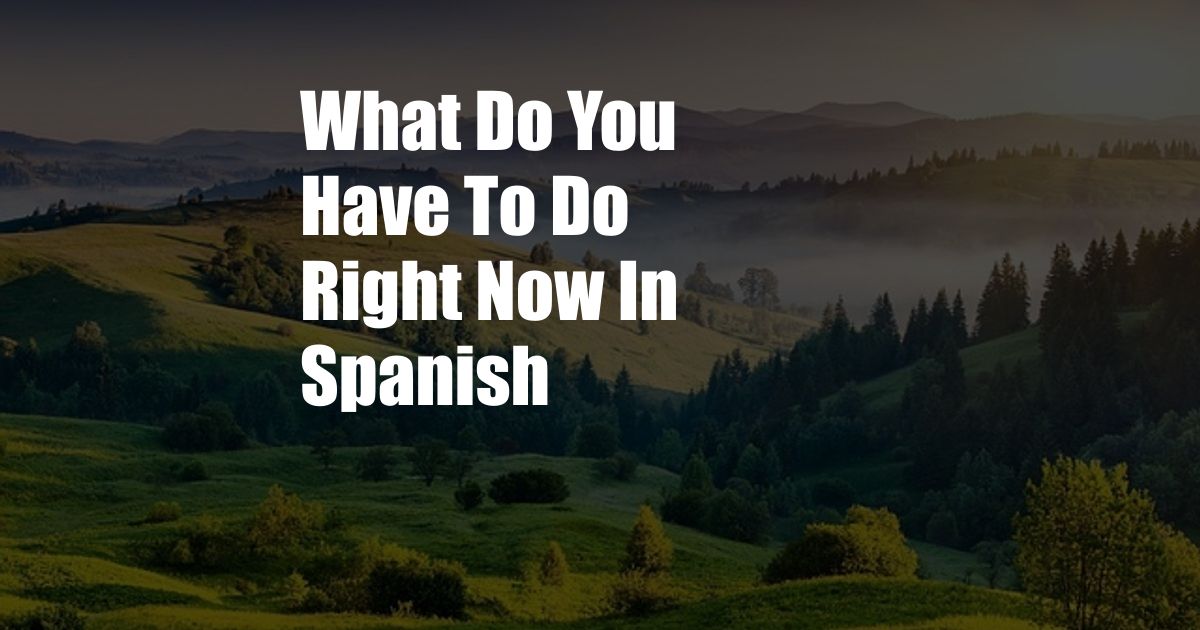 What Do You Have To Do Right Now In Spanish