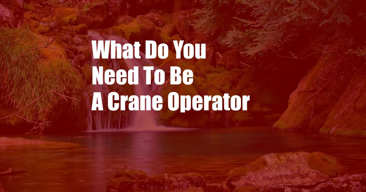 What Do You Need To Be A Crane Operator