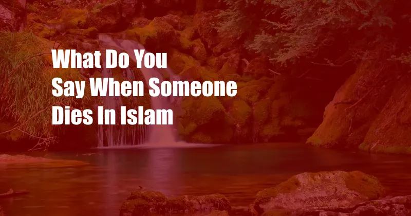 What Do You Say When Someone Dies In Islam