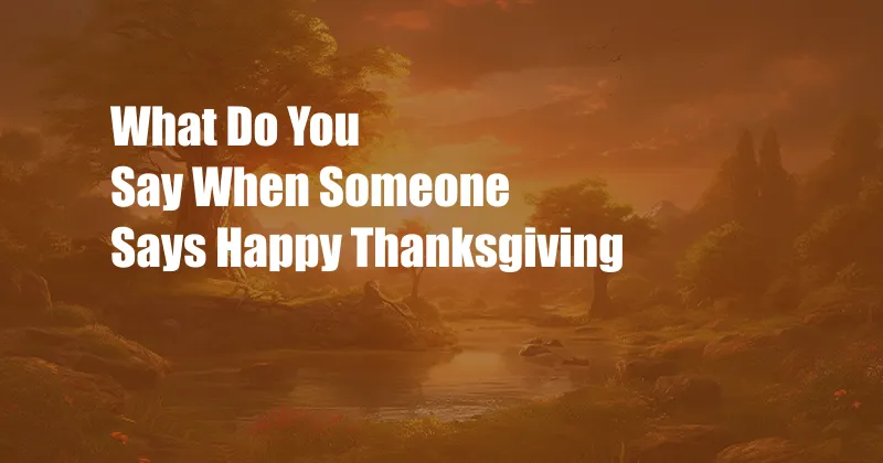 What Do You Say When Someone Says Happy Thanksgiving