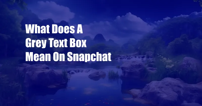 What Does A Grey Text Box Mean On Snapchat