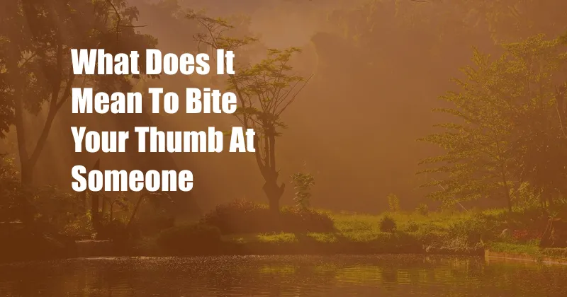 What Does It Mean To Bite Your Thumb At Someone