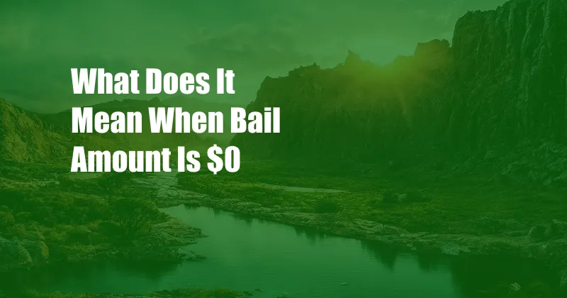 What Does It Mean When Bail Amount Is $0