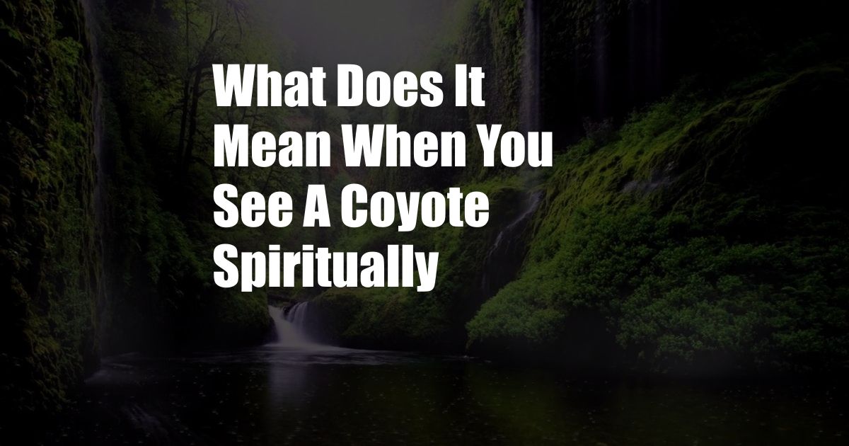 What Does It Mean When You See A Coyote Spiritually