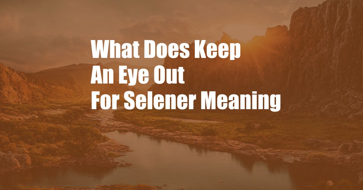 What Does Keep An Eye Out For Selener Meaning