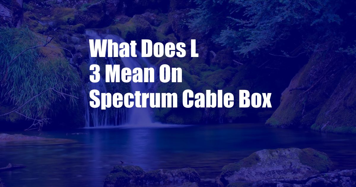 What Does L 3 Mean On Spectrum Cable Box