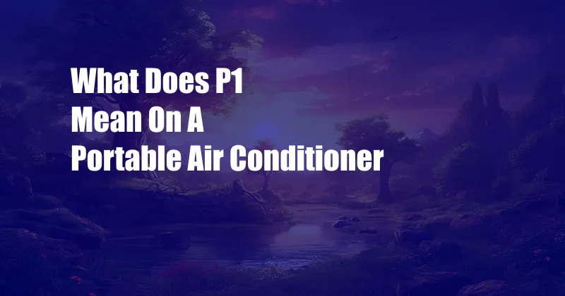 What Does P1 Mean On A Portable Air Conditioner