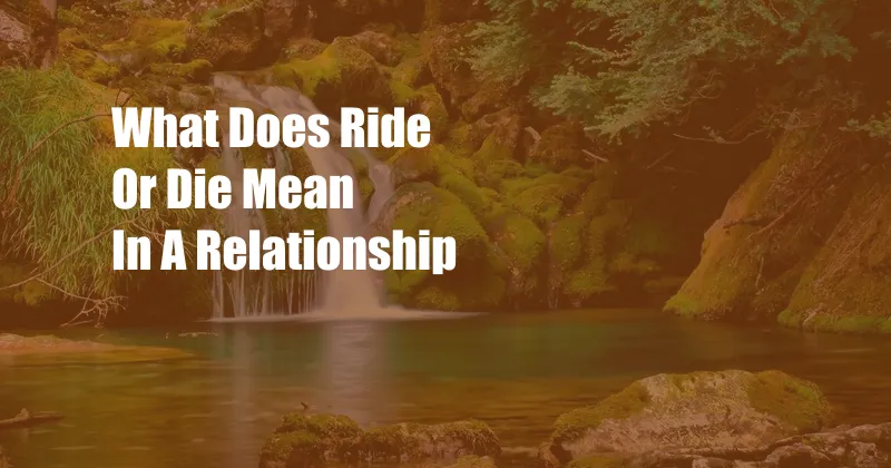 What Does Ride Or Die Mean In A Relationship