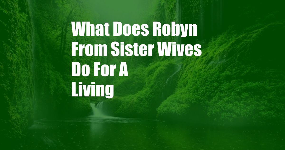 What Does Robyn From Sister Wives Do For A Living