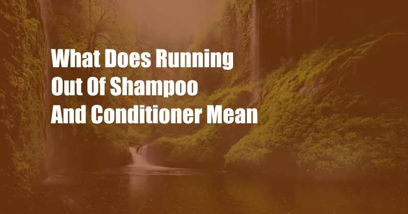 What Does Running Out Of Shampoo And Conditioner Mean