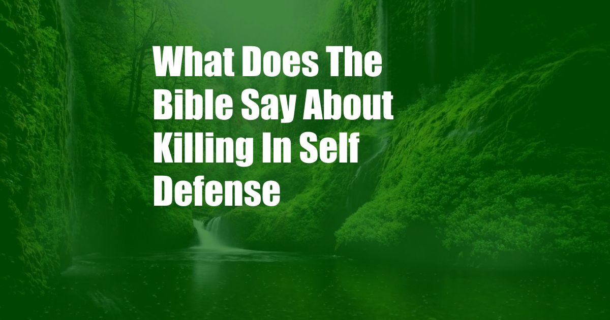 What Does The Bible Say About Killing In Self Defense