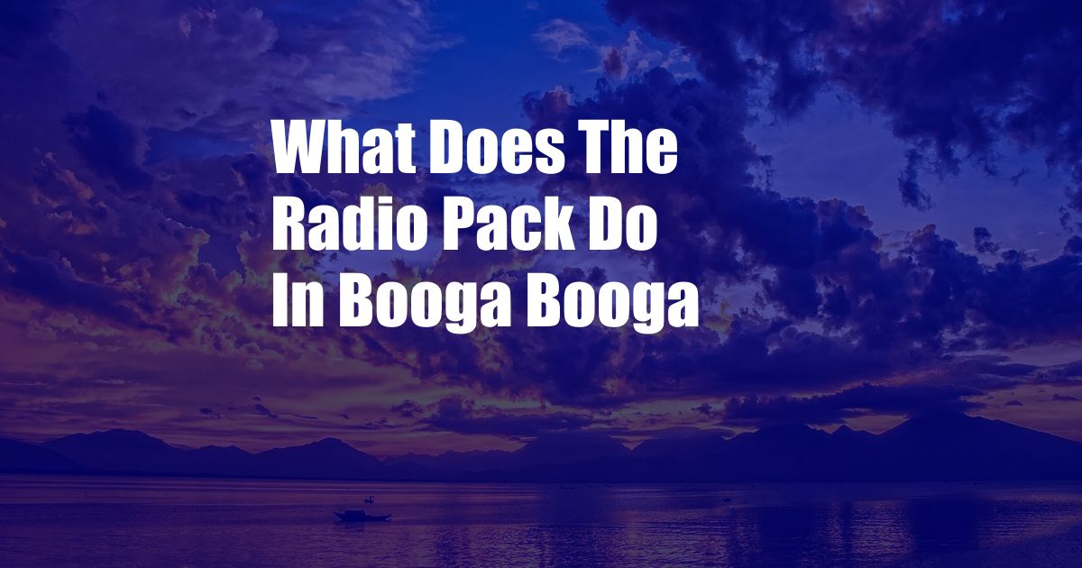 What Does The Radio Pack Do In Booga Booga