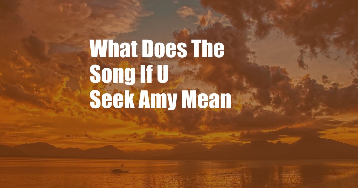 What Does The Song If U Seek Amy Mean