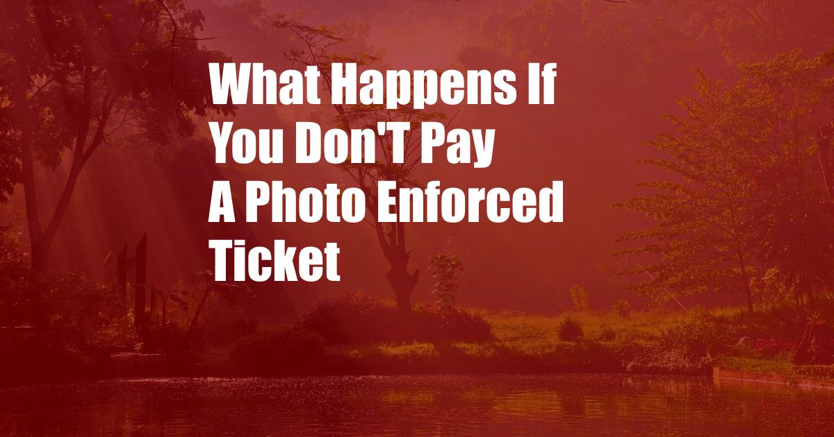 What Happens If You Don'T Pay A Photo Enforced Ticket