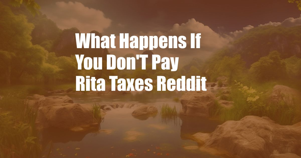 What Happens If You Don'T Pay Rita Taxes Reddit