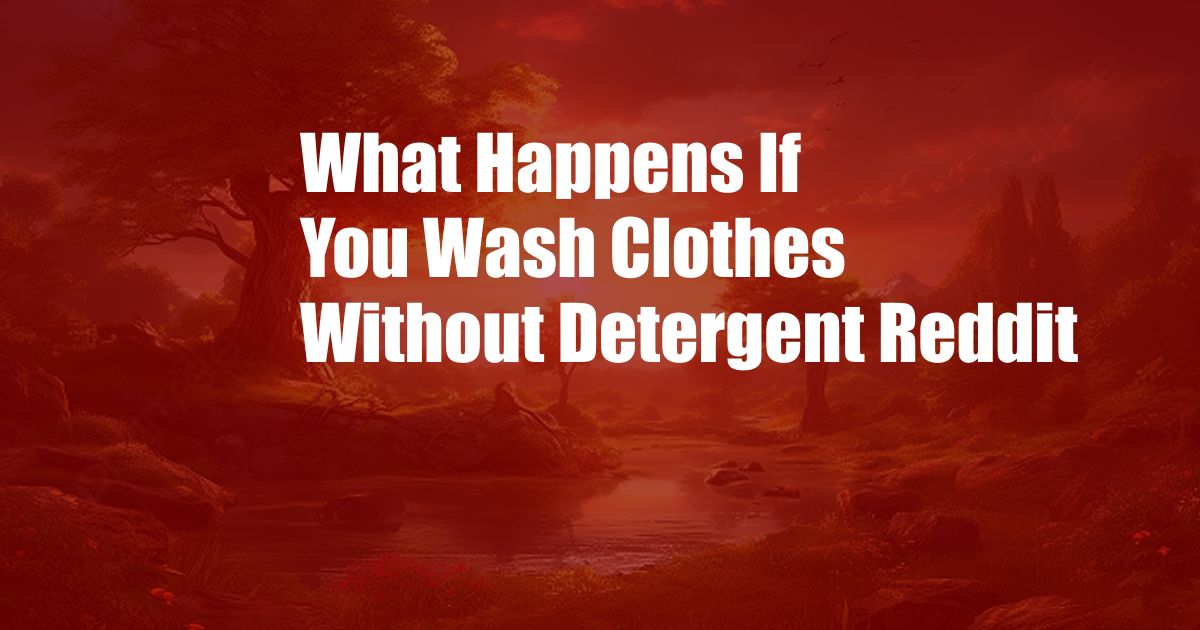 What Happens If You Wash Clothes Without Detergent Reddit